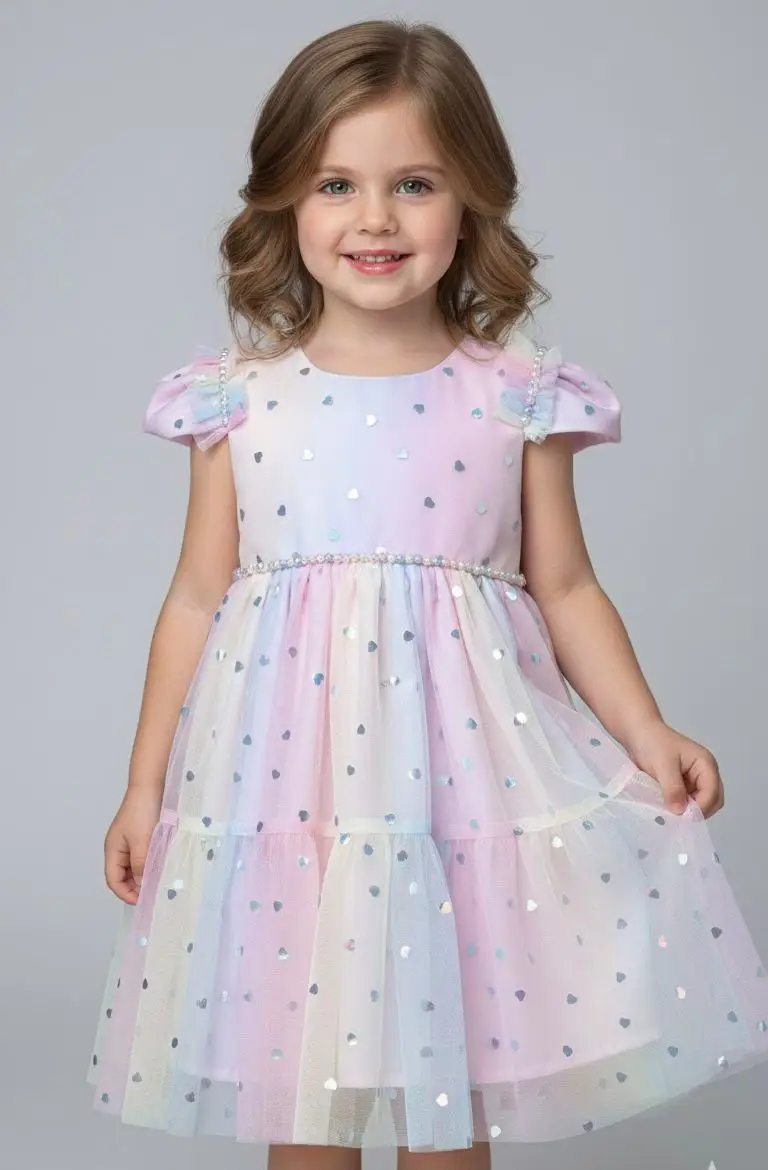 VESTIDO TULE ARCO IRIS E CORACAO COR: MULTICOLOR DEGRADE